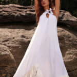 Vestido Franjas In White