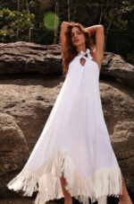 Vestido Franjas In White